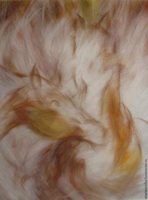 Картина шерстью "Влюбленные лошади" Картина шерстью "Влюбленные лошади"