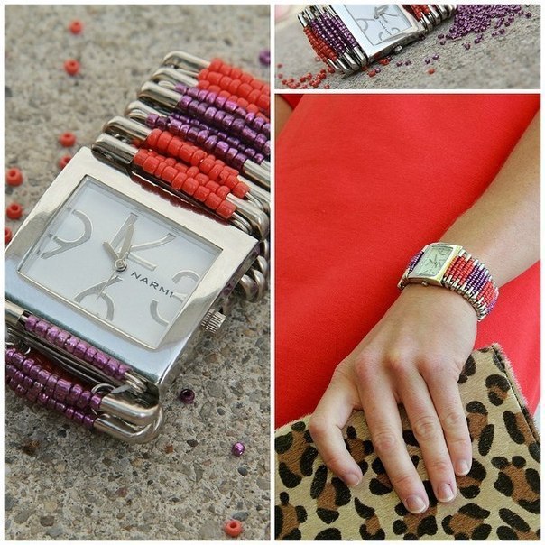 Браслет для часов из булавок