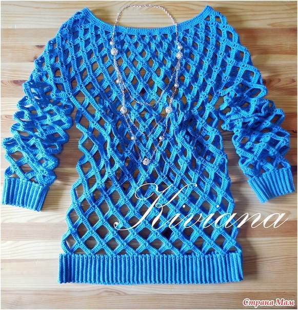 Интересный пуловер-сетка крючком Интересный пуловер-сетка крючком