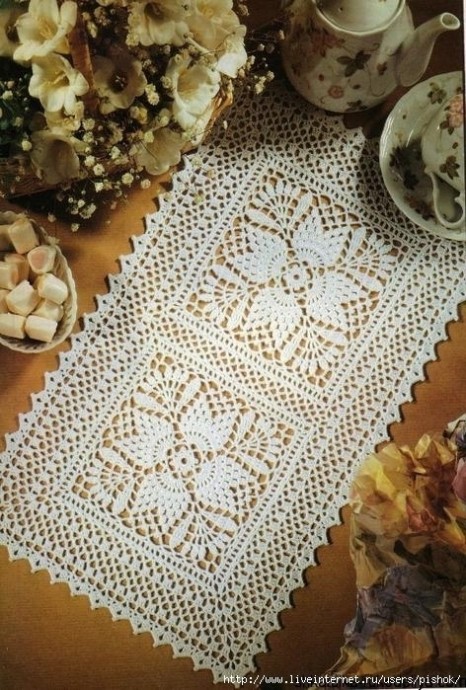 Дорожка крючком из квадратных мотивов Дорожка крючком из квадратных мотивов