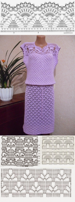 Вязаные туники со схемами узоров