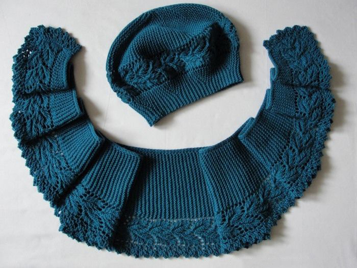 Красивый узор с листьями для шали и берета