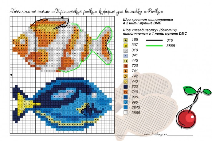 ​Вышиваем рыбок