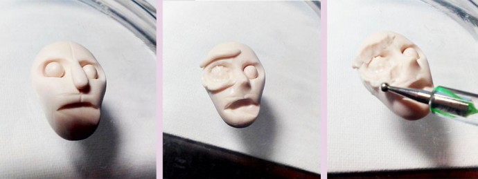 Миниатюрное личико для интерьерной куклы