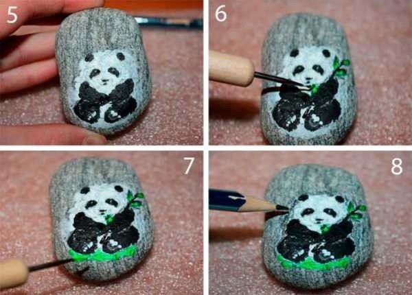 Роспись камней своими руками: панда