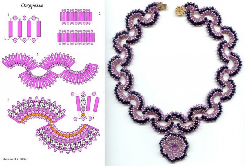 Самые красивые колье из бисера в фиолетовых тонах Самые красивые колье из бисера в фиолетовых тонах
