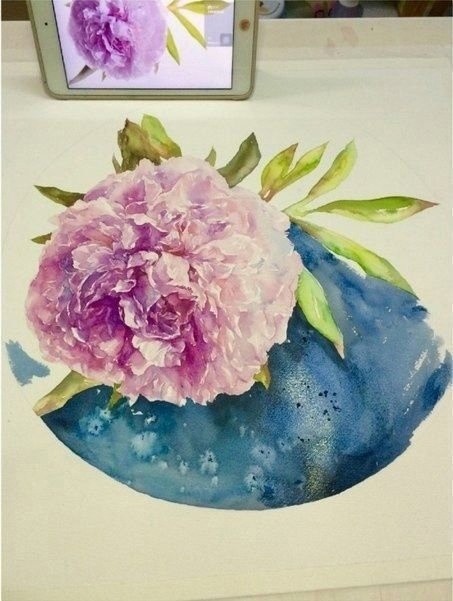 Урок рисования акварелью: шикарный цветок