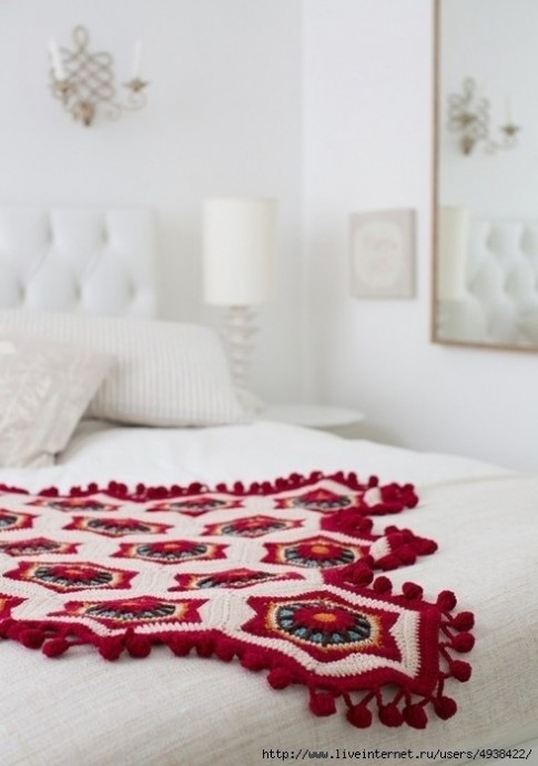 Покрывало из шестиугольных мотивов