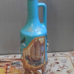 Декор бутылки в морском стиле