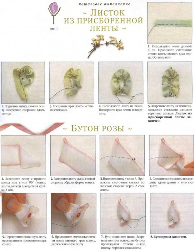 Вышивка сказочно красивых цветочков лентами