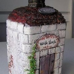 Имитация кирпичной кладки на стеклянной бутылке