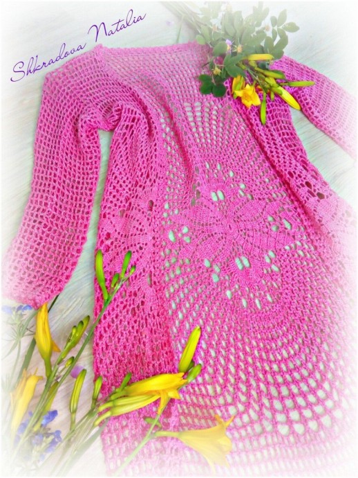 Летний кардиган с основой из салфетки