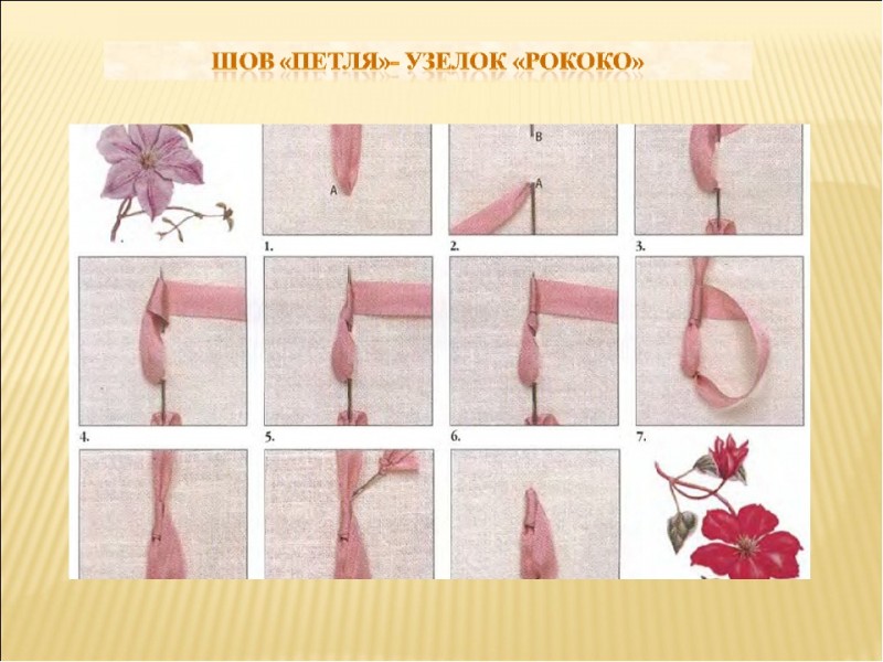 Вышивка сказочно красивых цветочков лентами