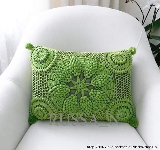 Чехол на подушку крючком