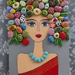 Портреты из морских или речных камней