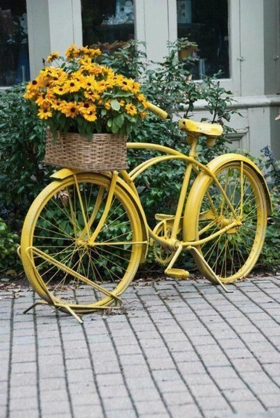 Клумба из старого велосипеда: идеи