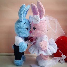 Описание вязания свадебных зайчиков