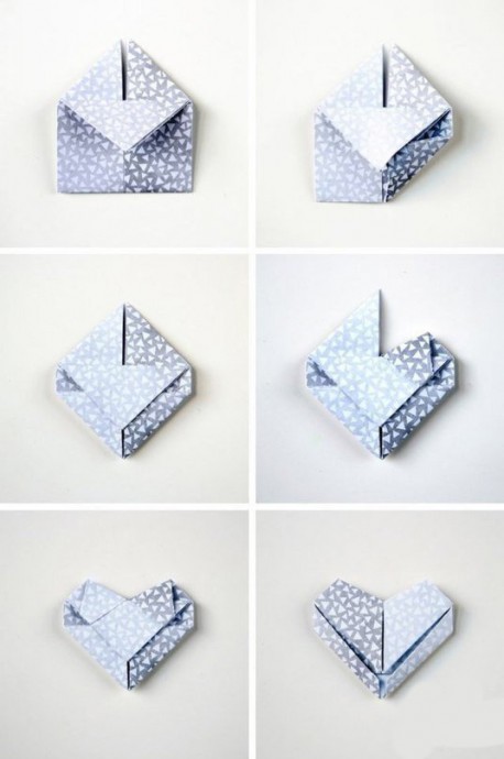 Складываем объемное сердце в технике оригами
