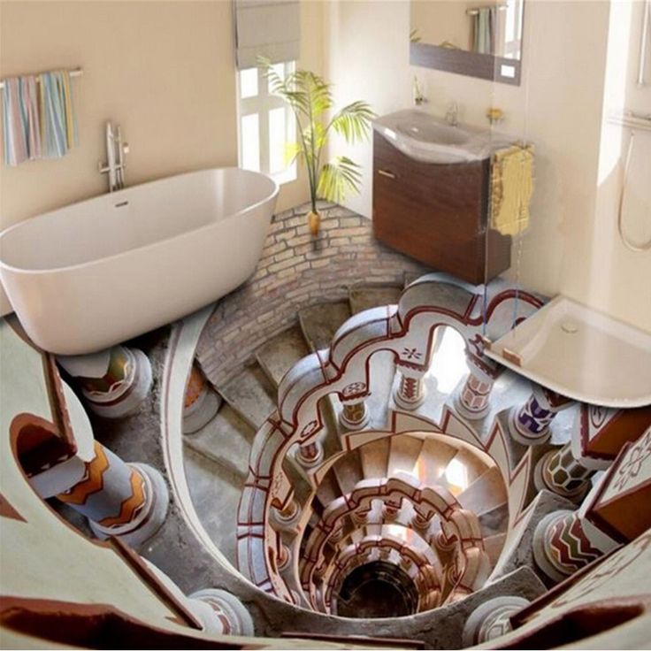 Ванные комнаты с иллюзией провалов в полу: идеи