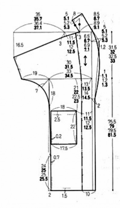 Выкройка стильного жакета с цельнокроенным рукавом