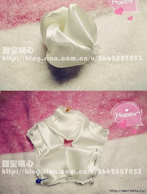 Роза из атласной ленты