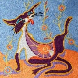 Рисуем нитками кота