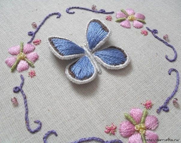 ​Объёмная вышивка бабочки