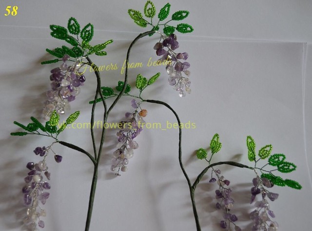 Бонсай из бисера и полудрагоценных камней