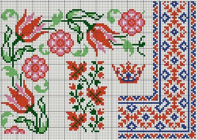 Цветочные орнаменты и бордюры: подборка схем Цветочные орнаменты и бордюры: подборка схем