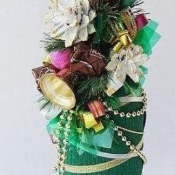 ​Красивое оформление новогодней бутылки