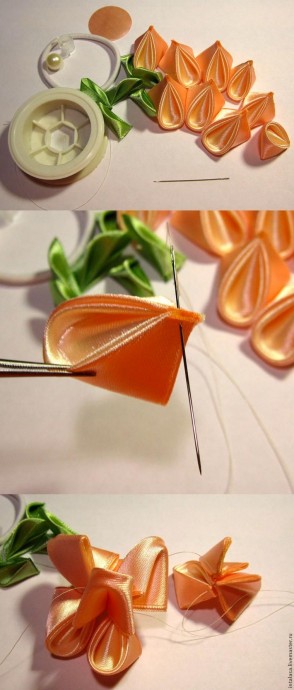 Резиночка для волос канзаши