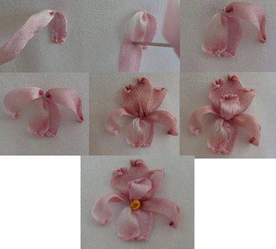 Уроки создания цветов из атласных лент: вышивка