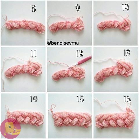 Узоры пышными столбиками крючком