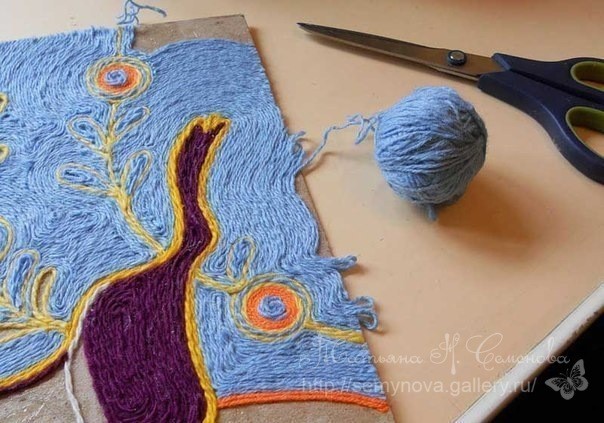 Панно из ниток "Киса"