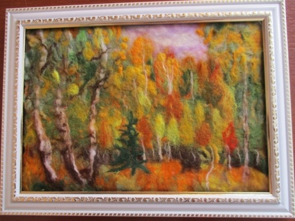 ​Картина из шерсти "Золотая осень"
