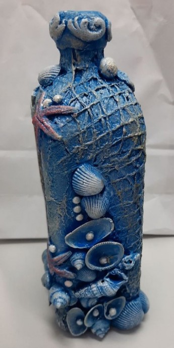 Декор бутылочек с ракушками в морском стиле