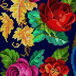 Вышиваем яркие разноцветные цветы