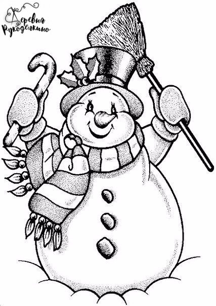 Новогодние шаблоны для росписи окон: снеговички