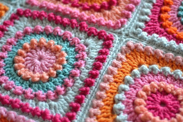 Красивый объемный плед крючком