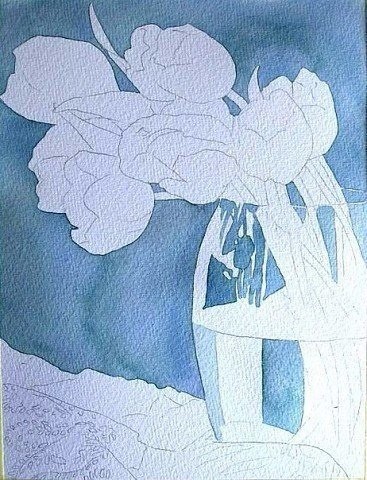 Пишем тюльпаны акварелью