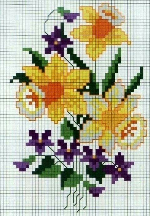​Вышивка цветов крестиком