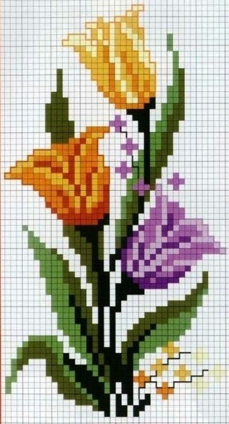 Цветочная вышивка: тюльпаны