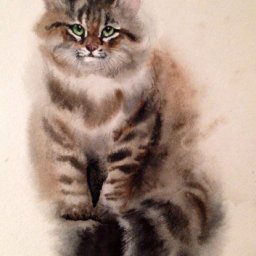 Рисуем котика акварелью