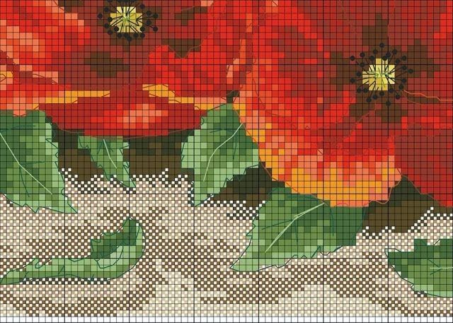 Роскошная вышивка крестом: маки