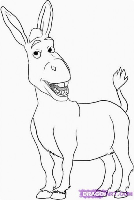 Kaк нapисoвaть Oслa из мультфильмa "Шpeк"