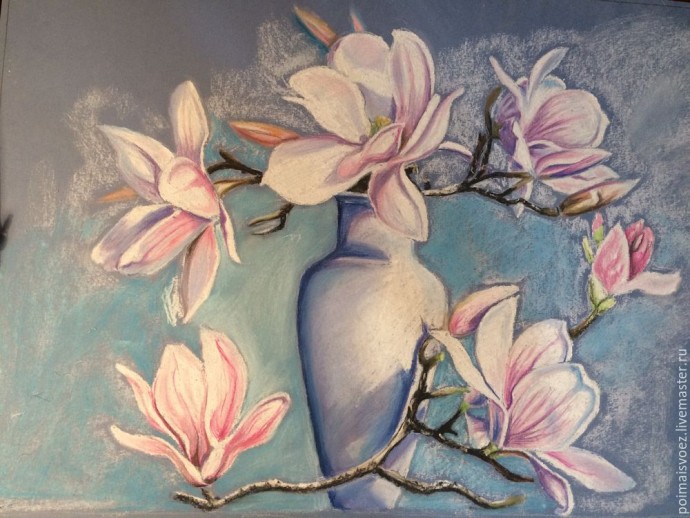 Рисование пастелью магнолии Рисование пастелью магнолии