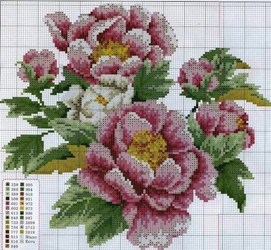 Схемы вышивки шикарных цветочков