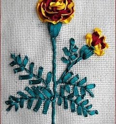 Вышивка лентами: бархатцы