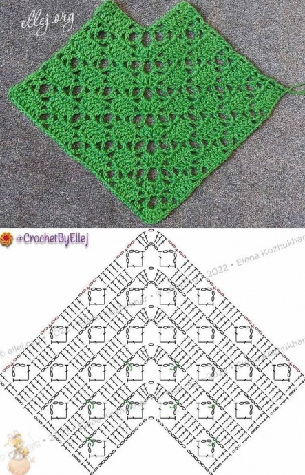 Красивые угловые повороты в ажурном вязании