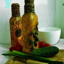 Декор бутылки для оливкового масла
